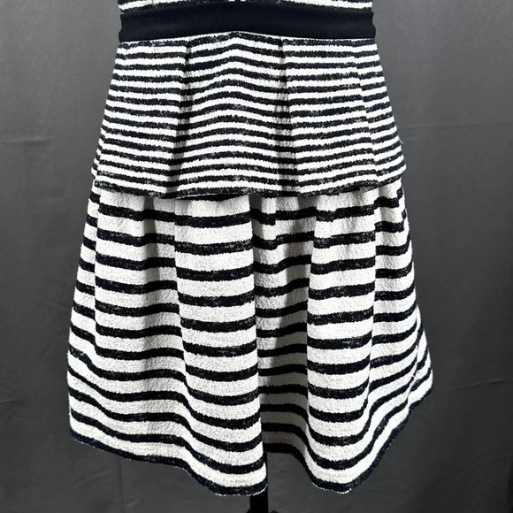 BCBGMaxazria Dress Women 2 Black White Striped Piper Sleeveless Zip Peplum Party - Picture 8 of 13